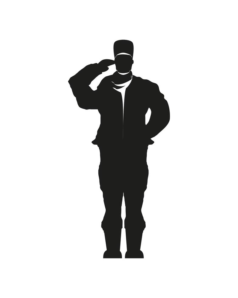 salute soldier silhouette vector