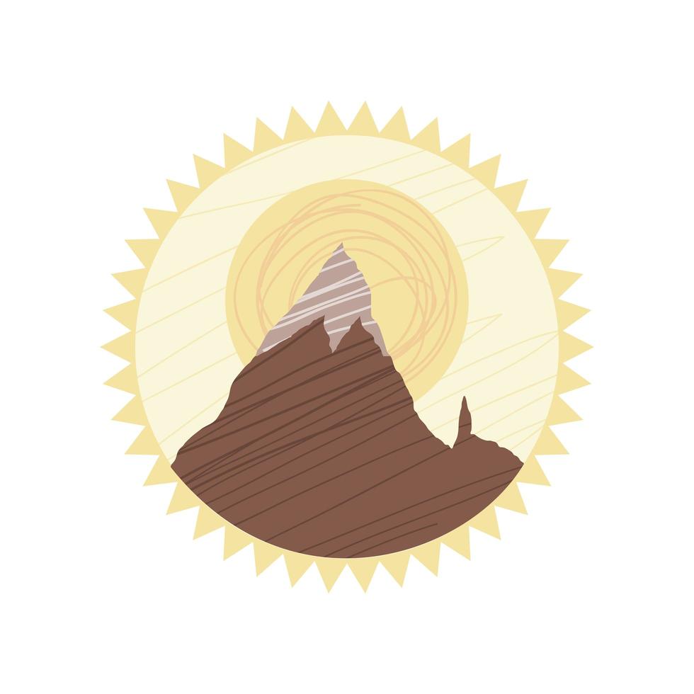 pico de la montaña y sol vector