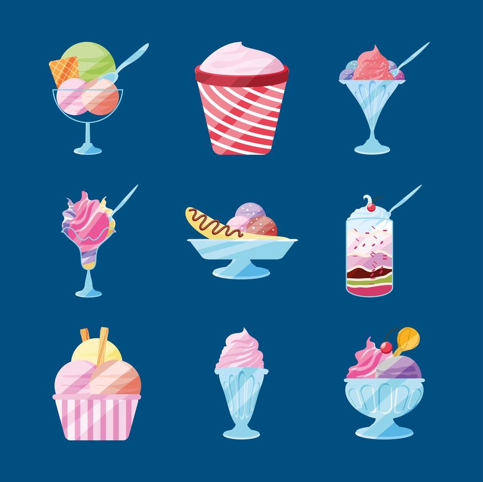 ice cream set vector