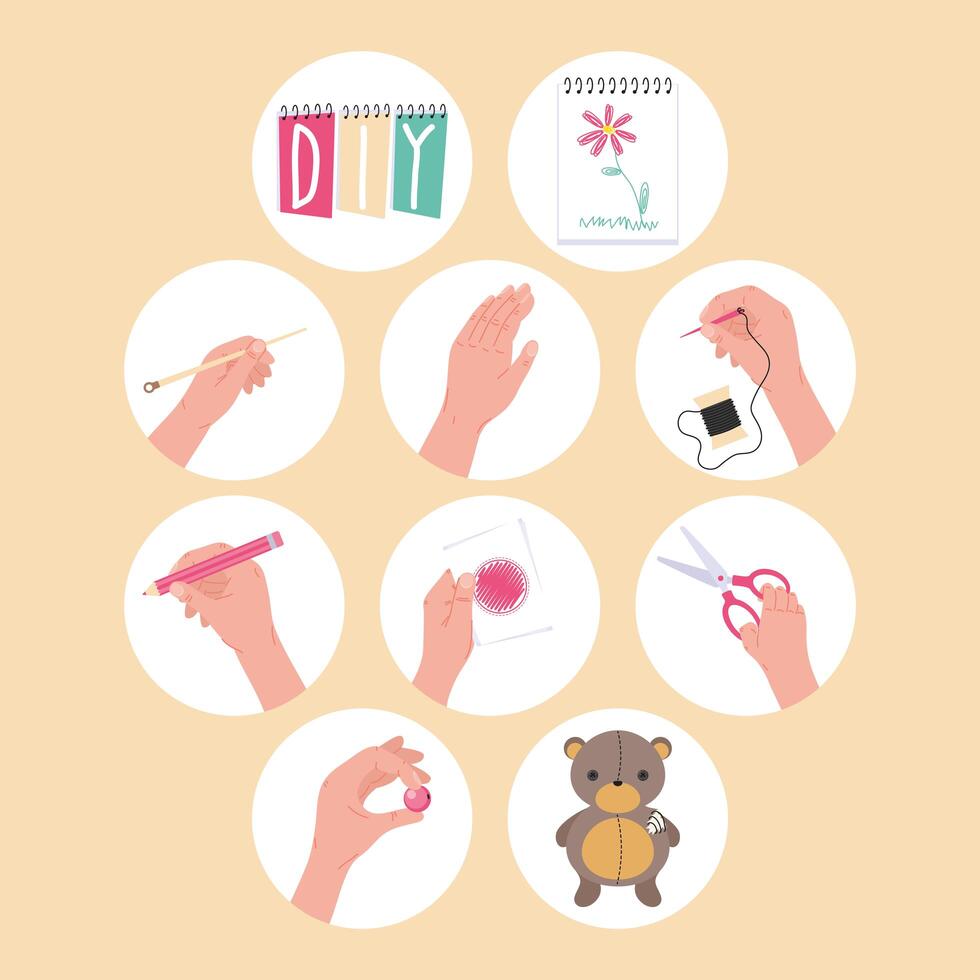 seven hands made projects vector