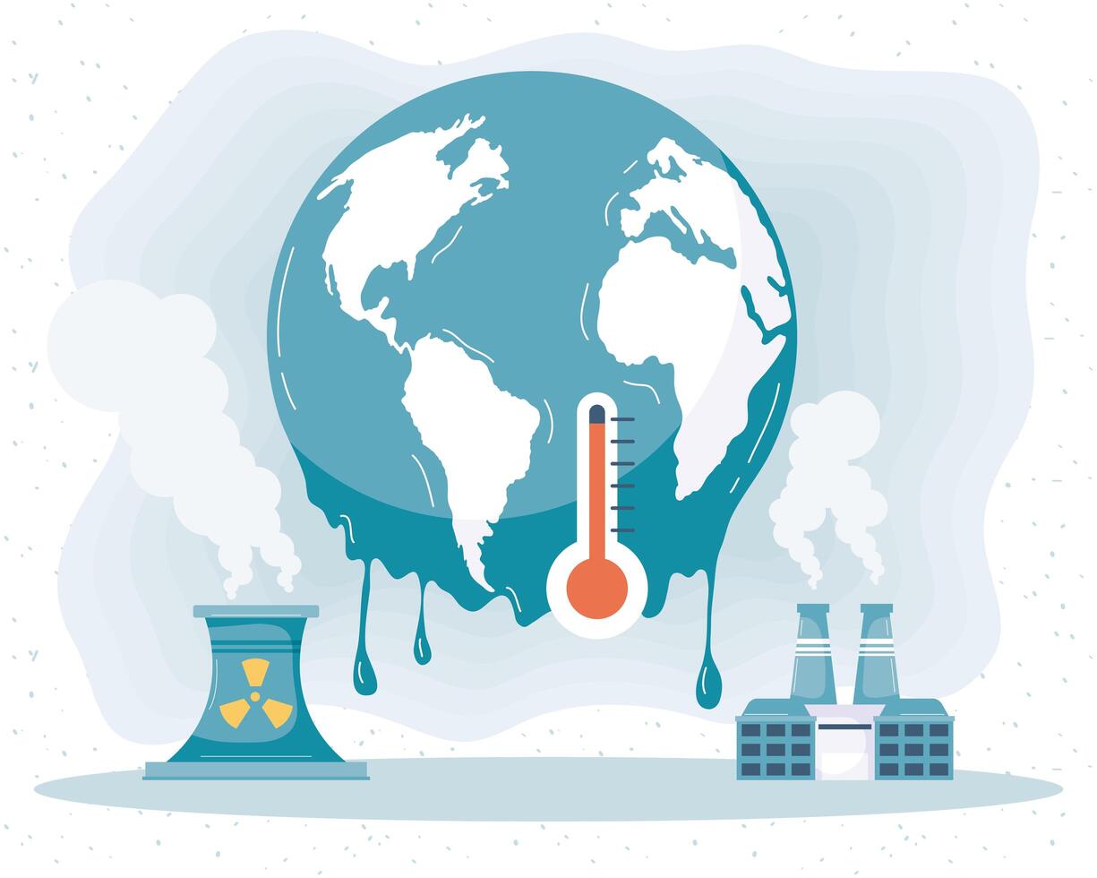 earth melting and factories vector