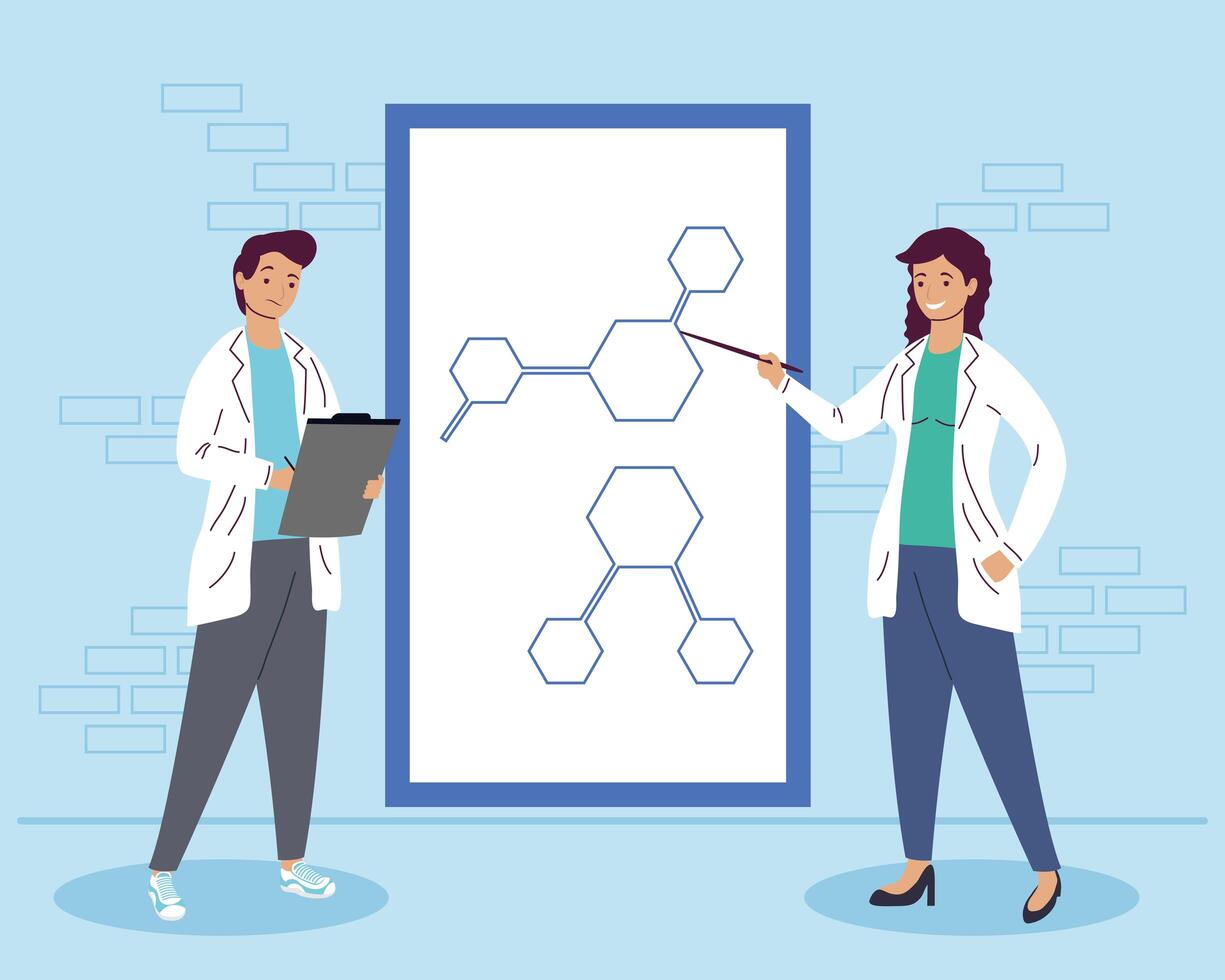 laboratory workers couple vector