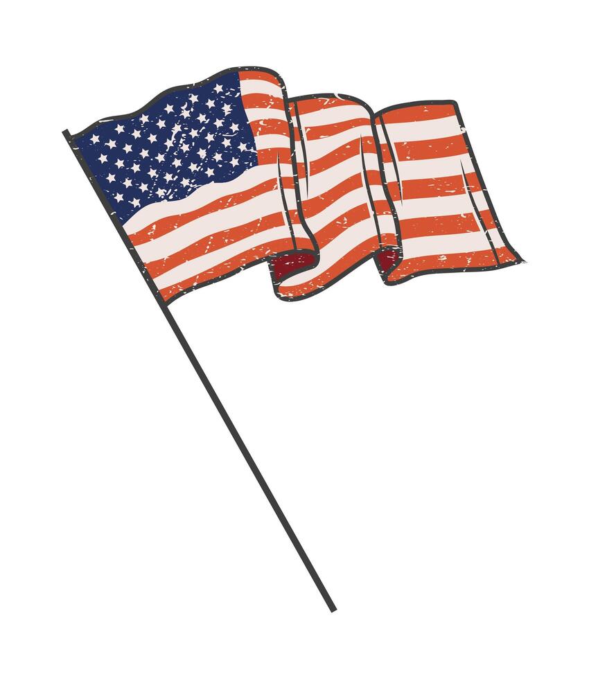 usa flag in pole vector