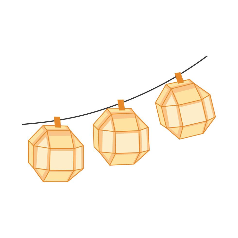 chinese golden color lanterns vector
