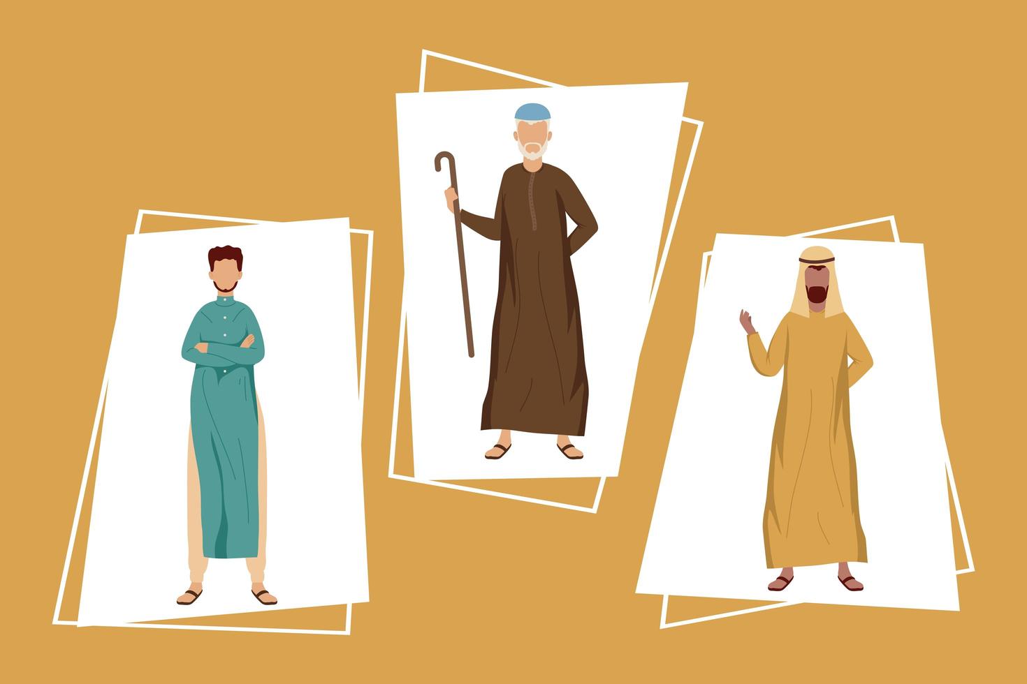 three muslim community men vector