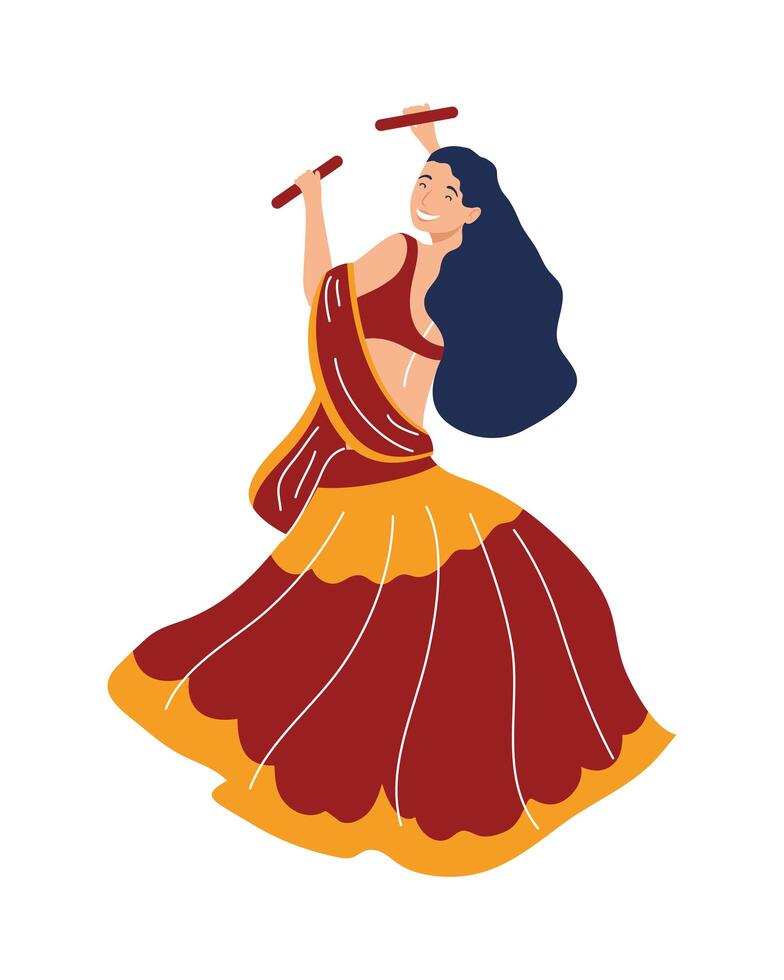 personaje de niña bailarina navratri vector