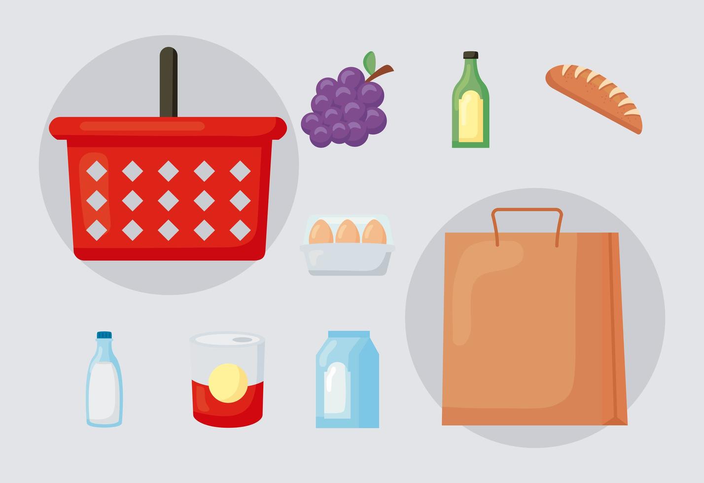 groceries nine icons vector