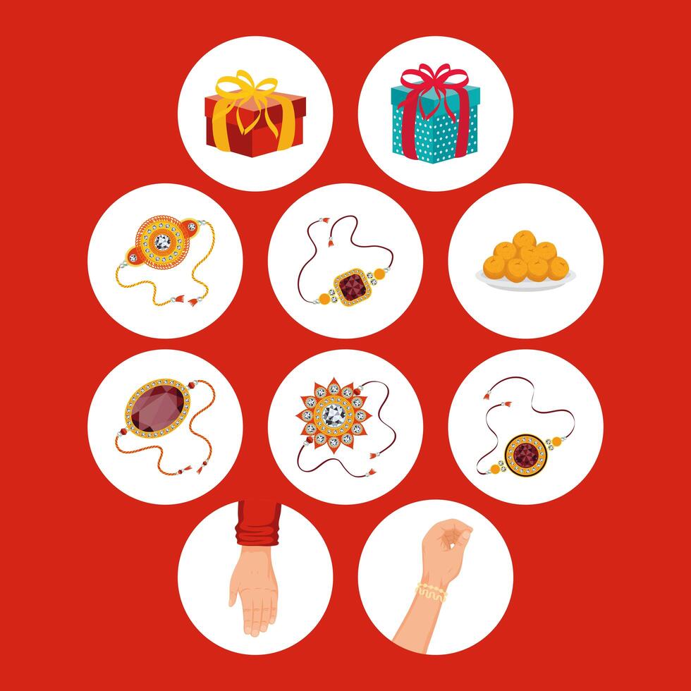 Raksha bandhan icon group vector
