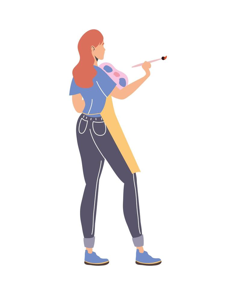 artista femenina con pincel vector