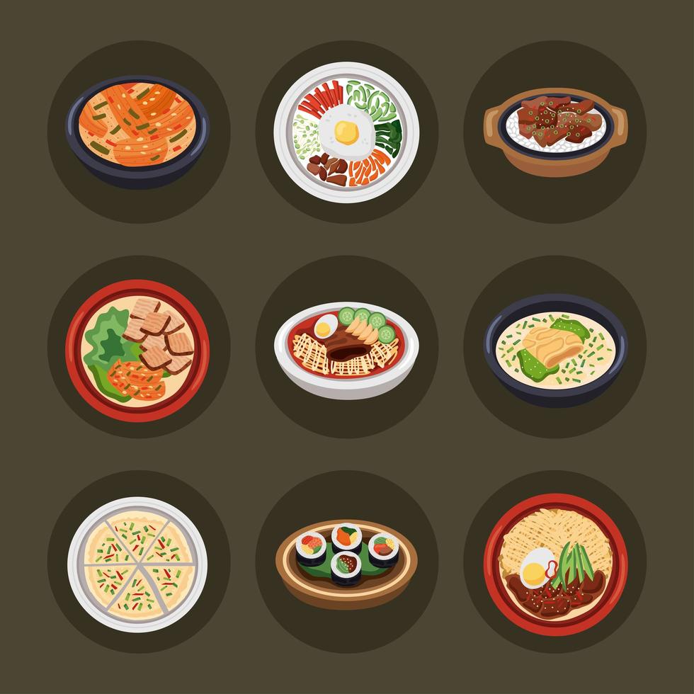 korean food nine icons 3752757 Vector Art at Vecteezy