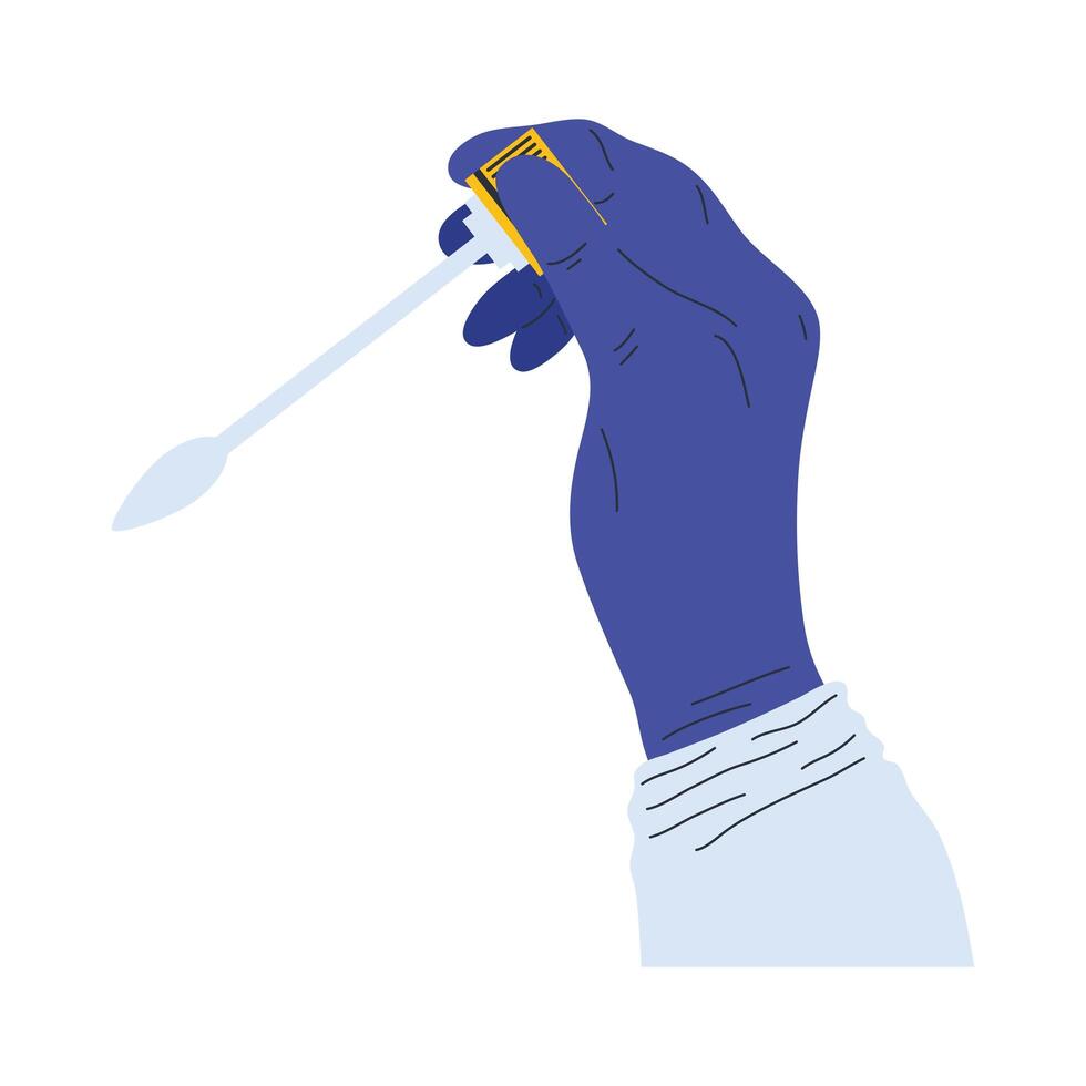 hand with swab covid19 testing vector