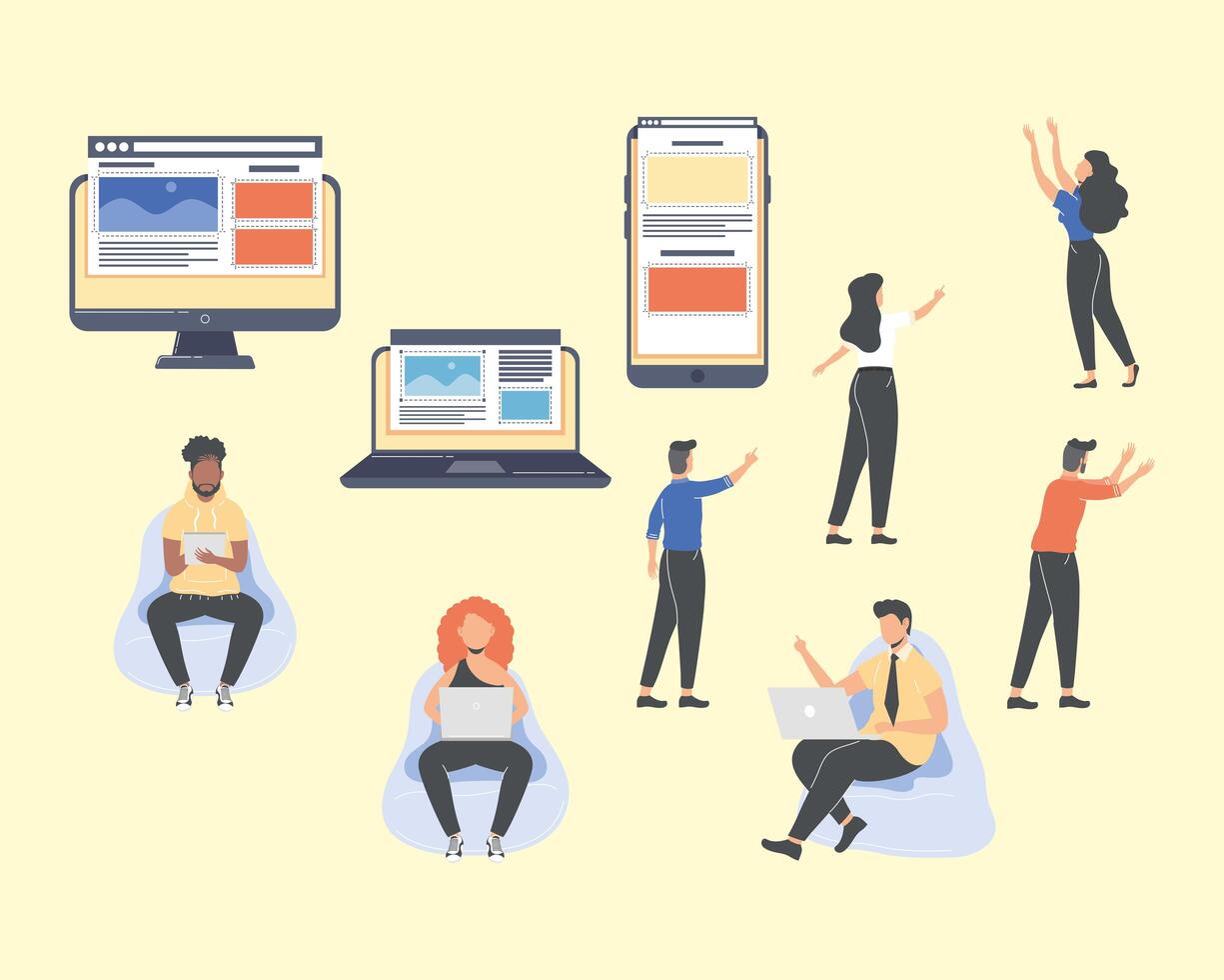 seven web designers vector