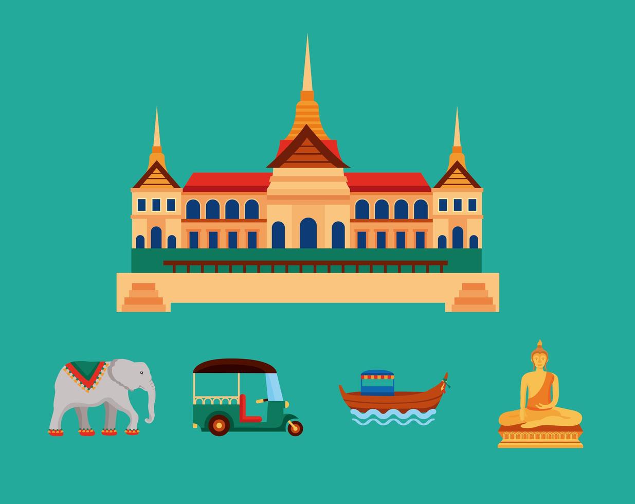 iconos tradicionales de la cultura de tailandia vector