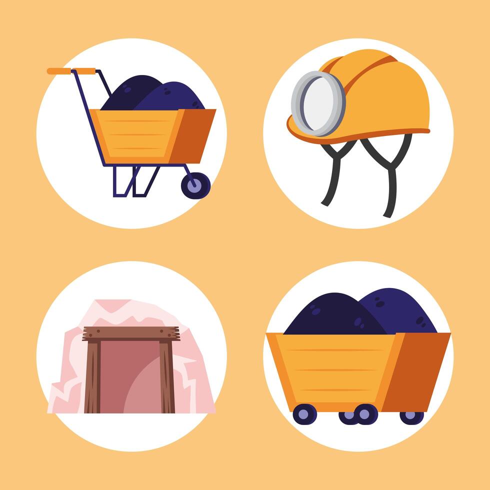 four mining icons vector