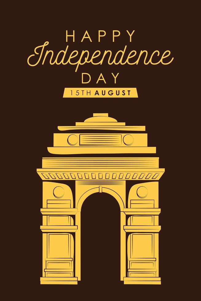 feliz dia de la independencia de india tarjeta vector