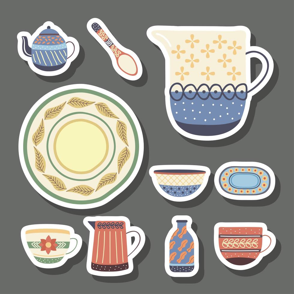 crockery ten dishes vector