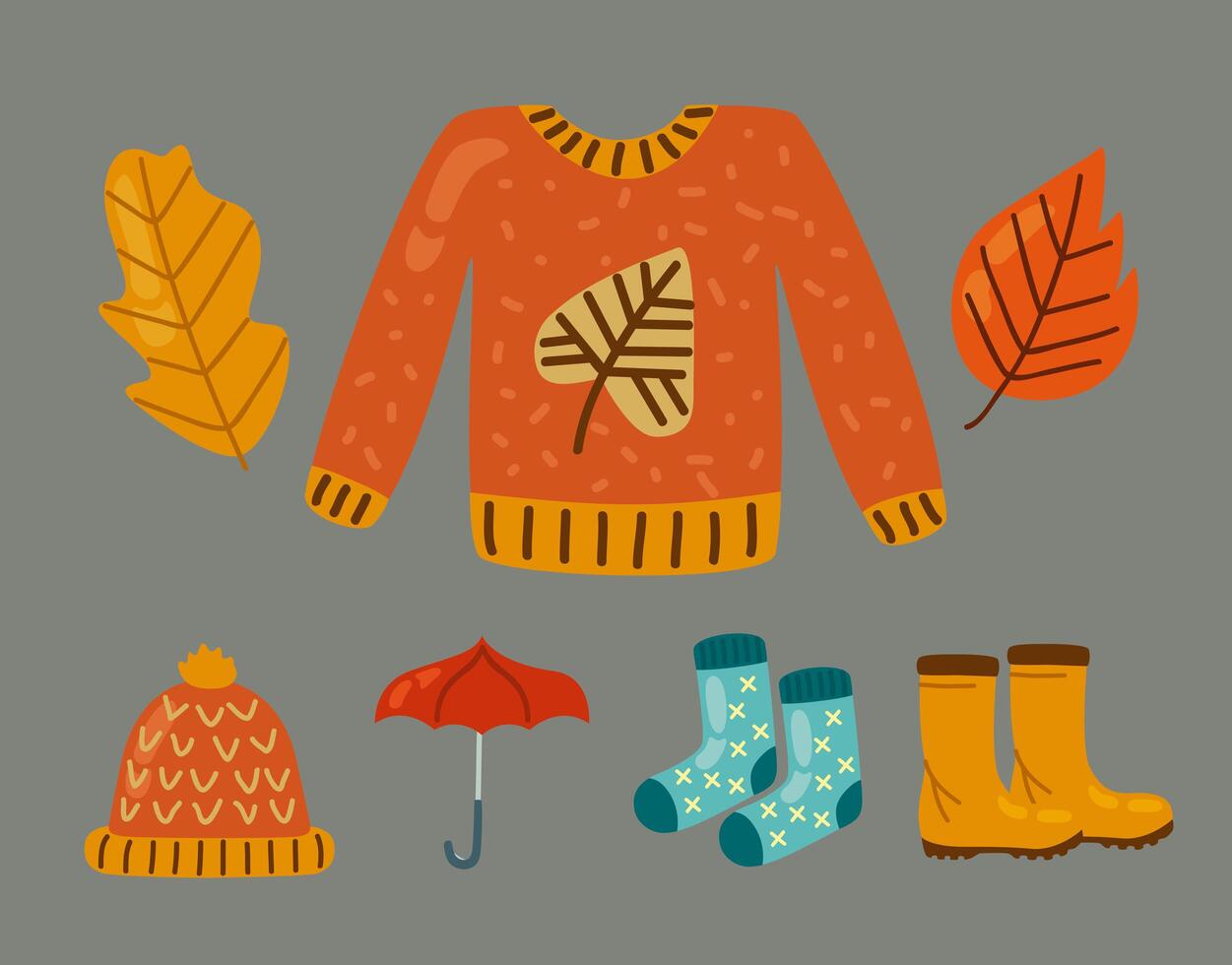 seven hello autumn icons vector