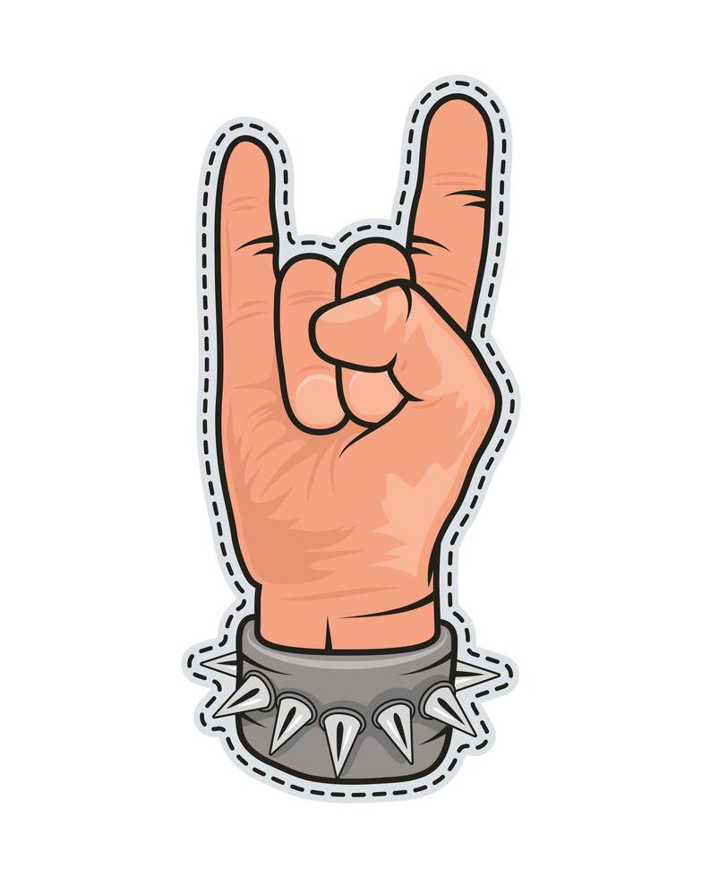 rock and roll hand patch 3752856 Vector Art at Vecteezy