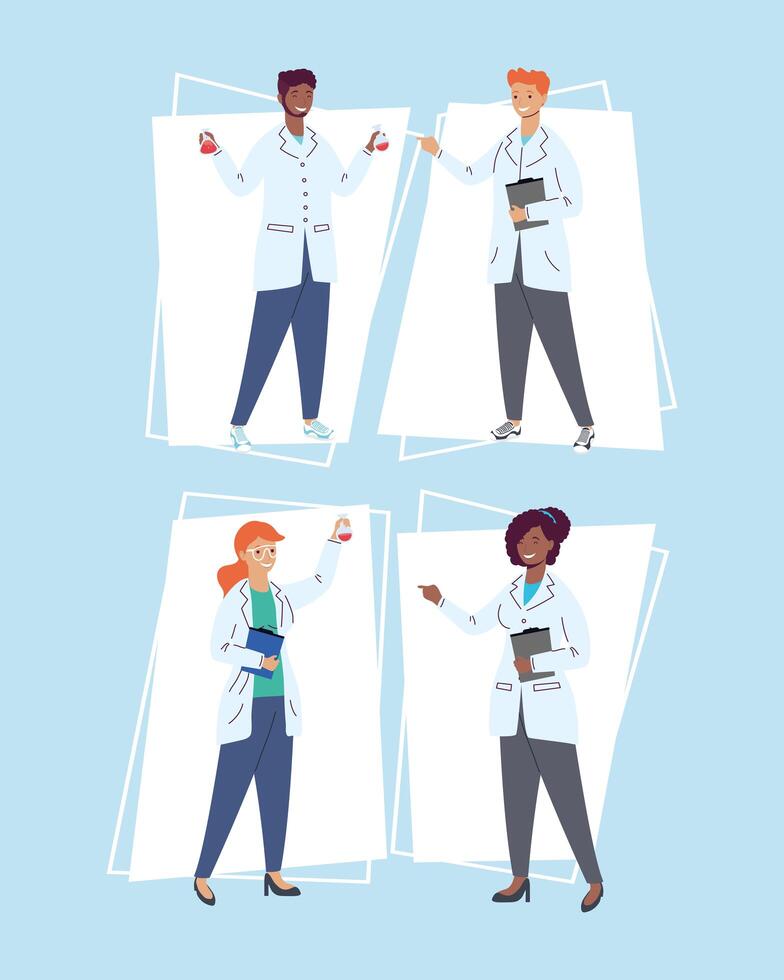 laboratory four workers vector