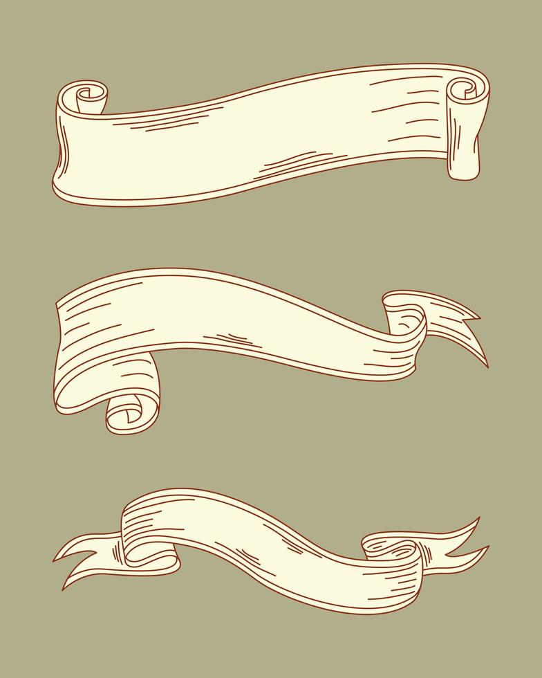 three sketch ribbons vector
