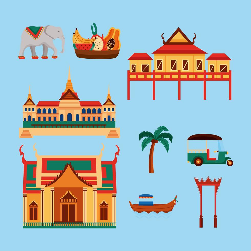 thailand traditional icons vector