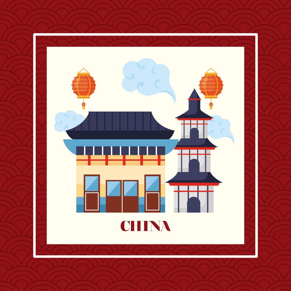 china republic buildings vector