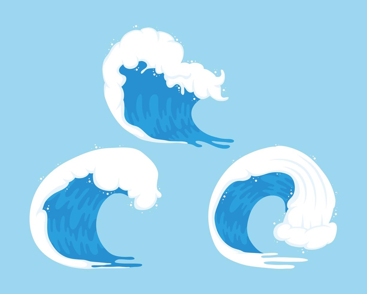 ocean three waves vector