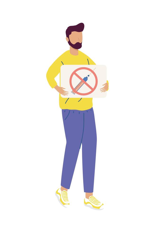 man anti vaccine protester vector