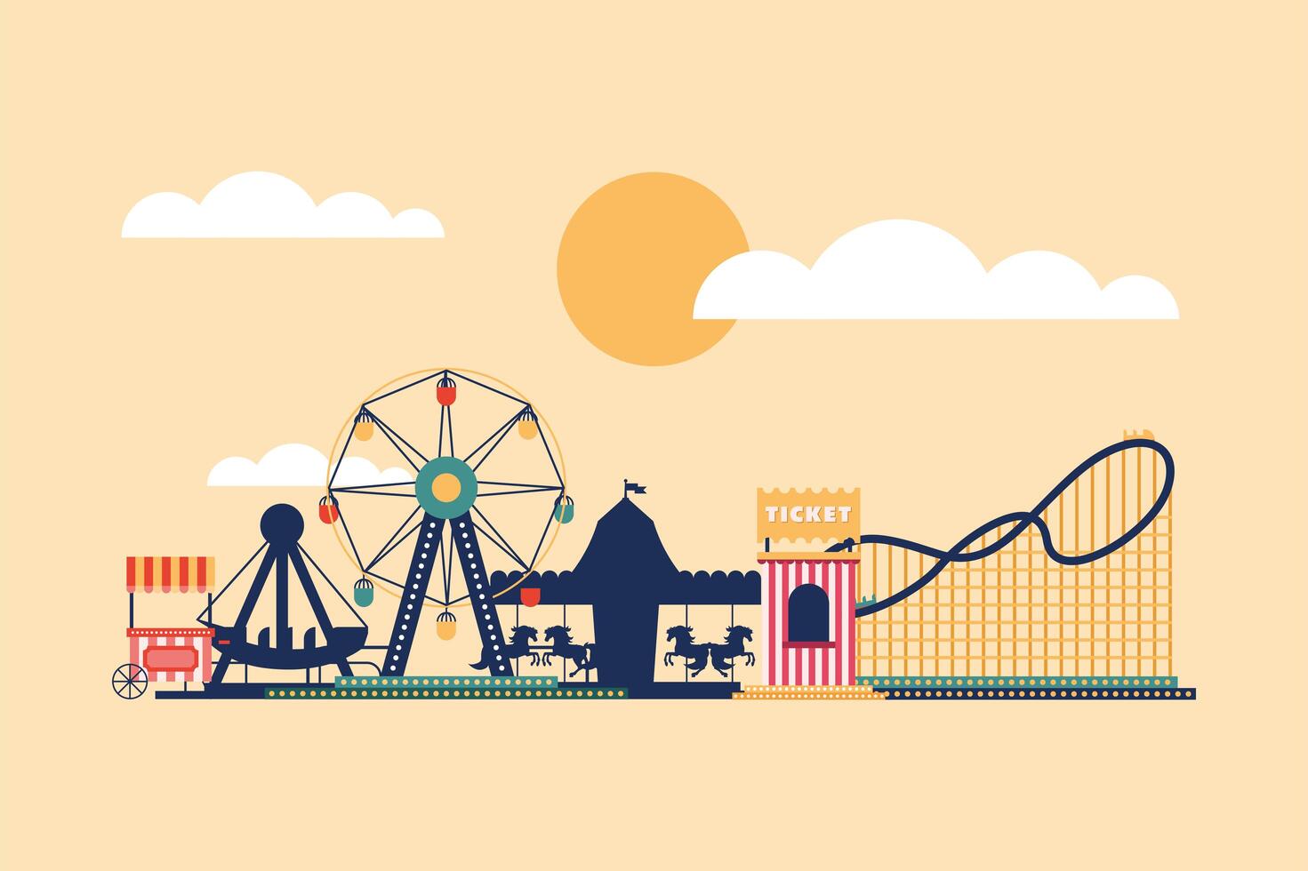 amusement park sideview vector