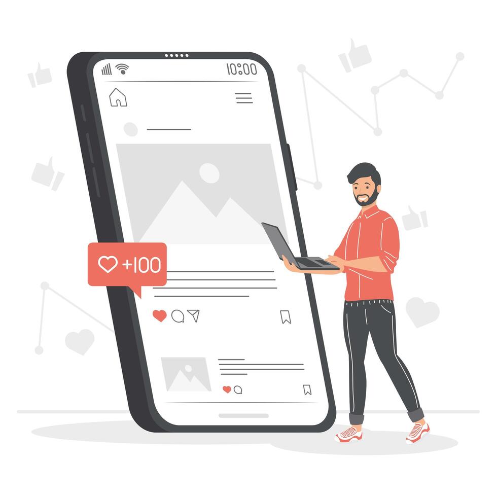 man with laptop and smartphone vector