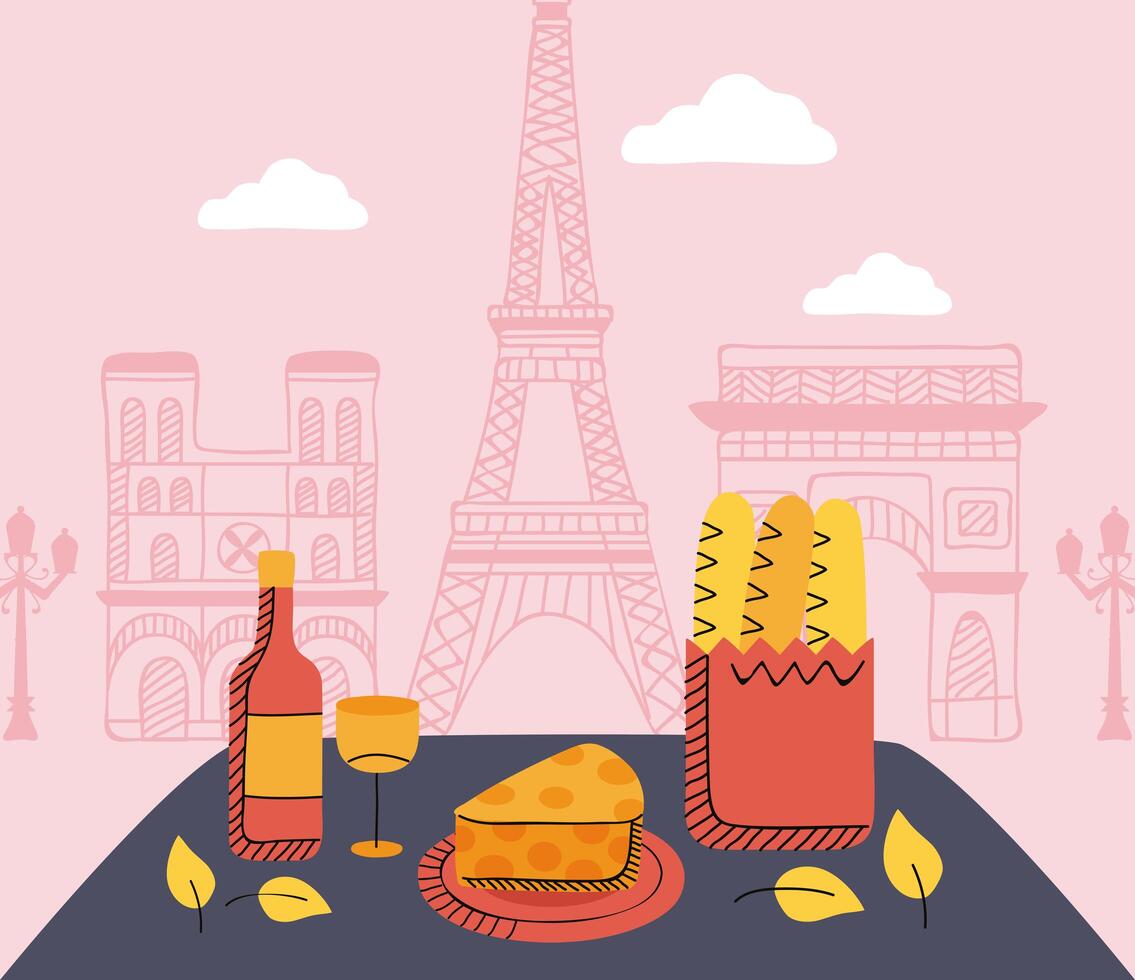 paris picnic day scene vector