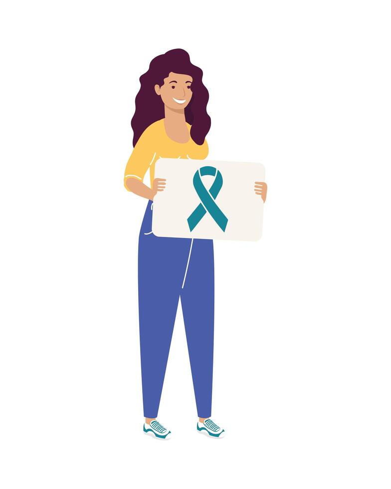 woman with ribbon campaign vector