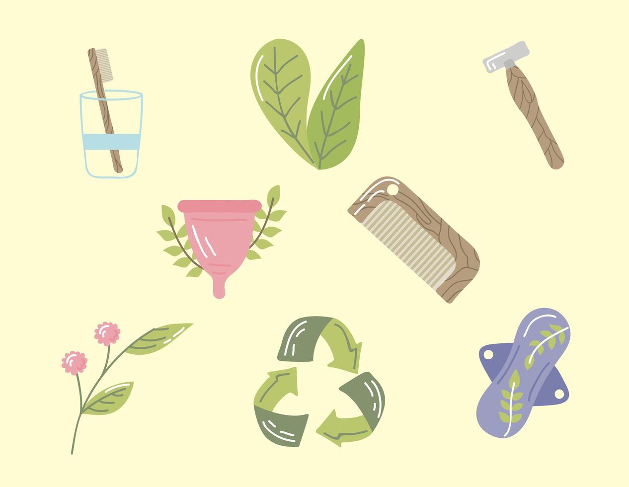 reusable personal hygiene objects vector