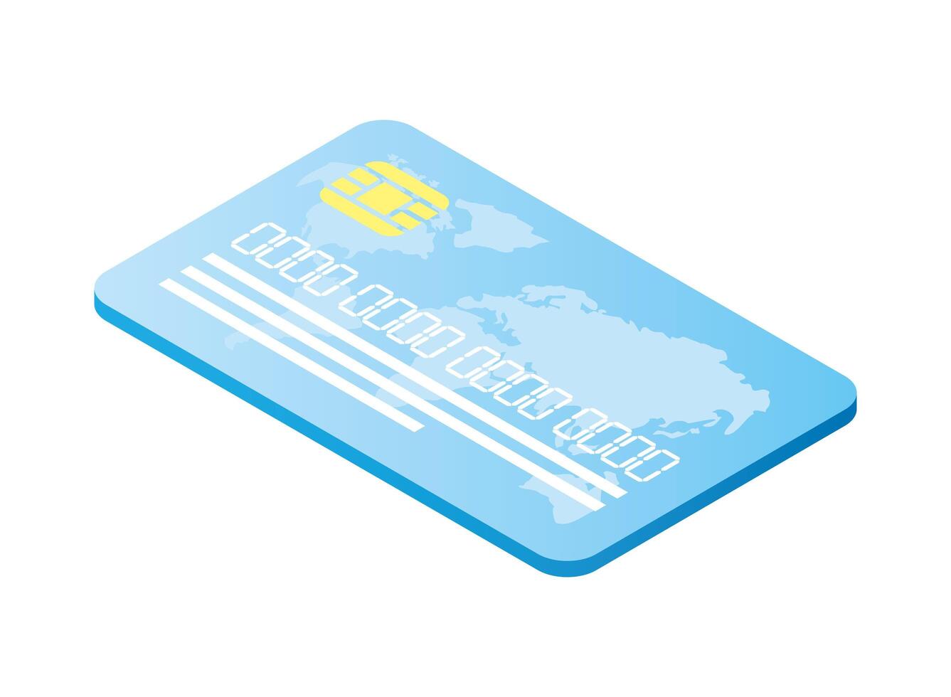 isometric blue credit card vector