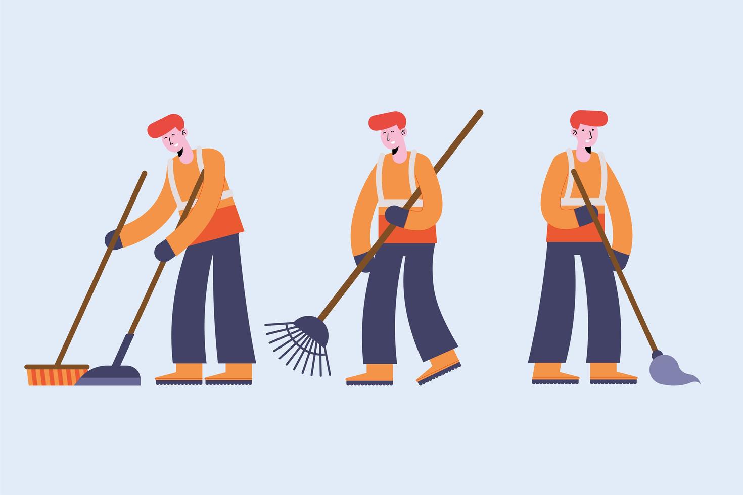 cleaning three persons vector