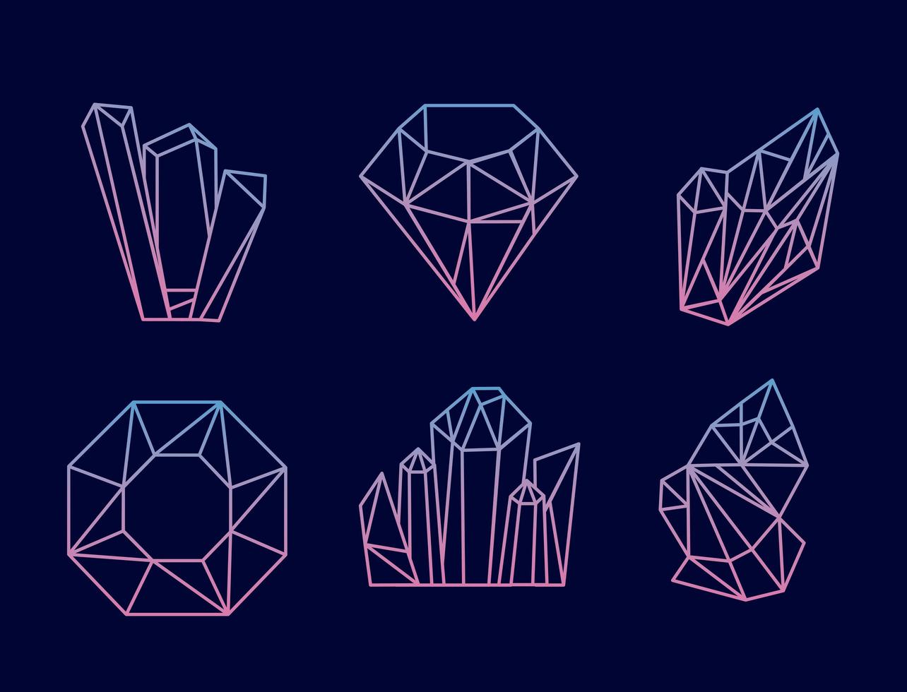 six crystal gems vector