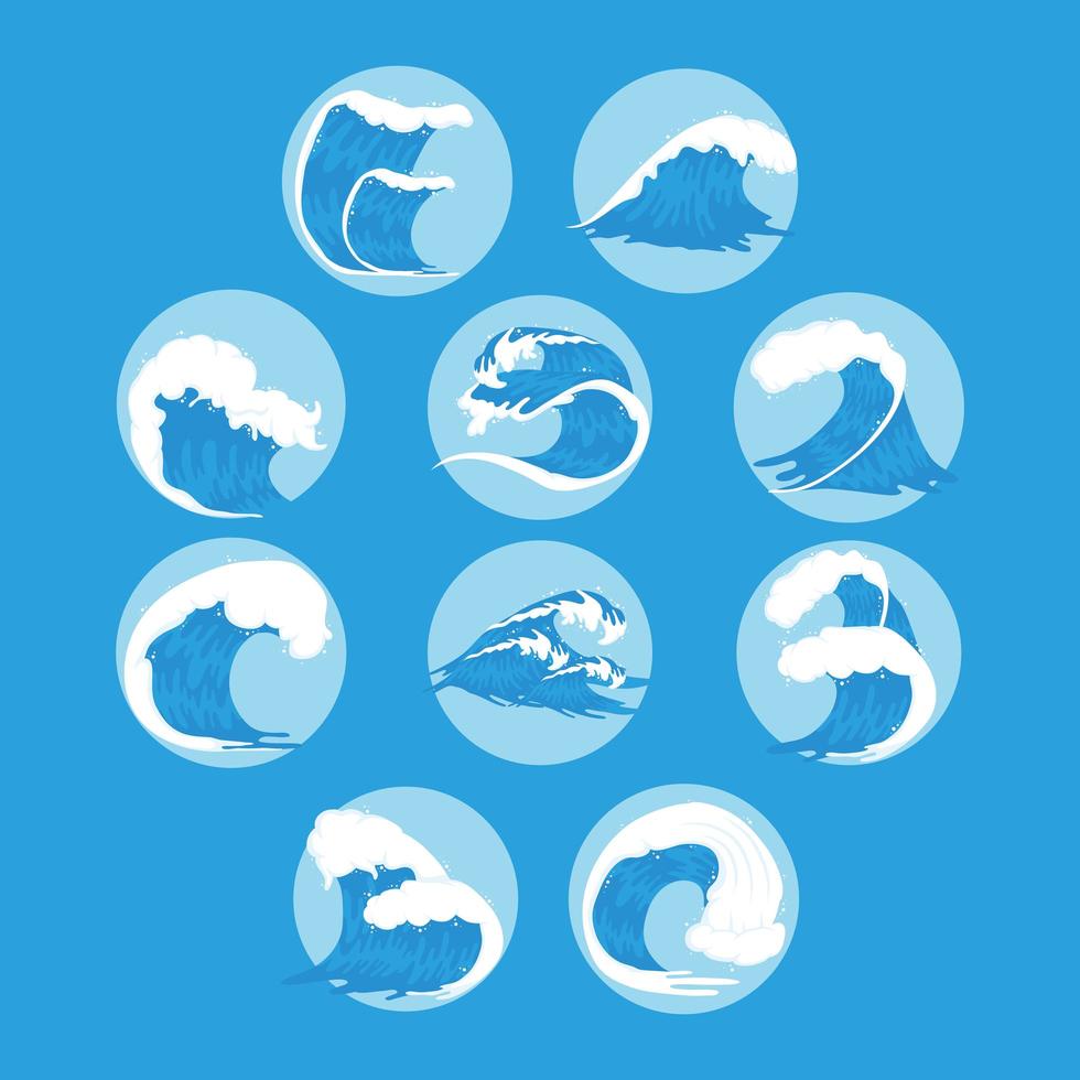 ten ocean waves vector