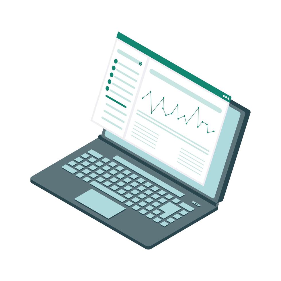 laptop with financial analysis vector