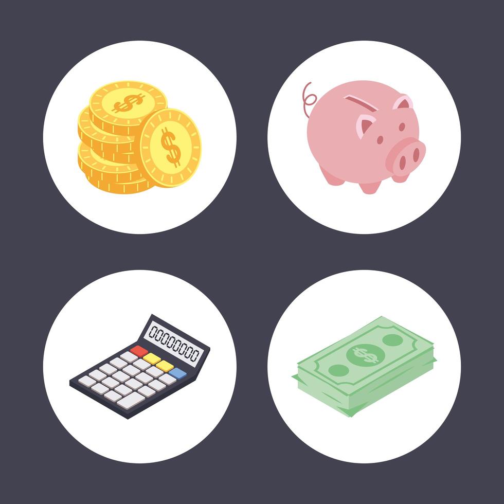 Money icon set vector