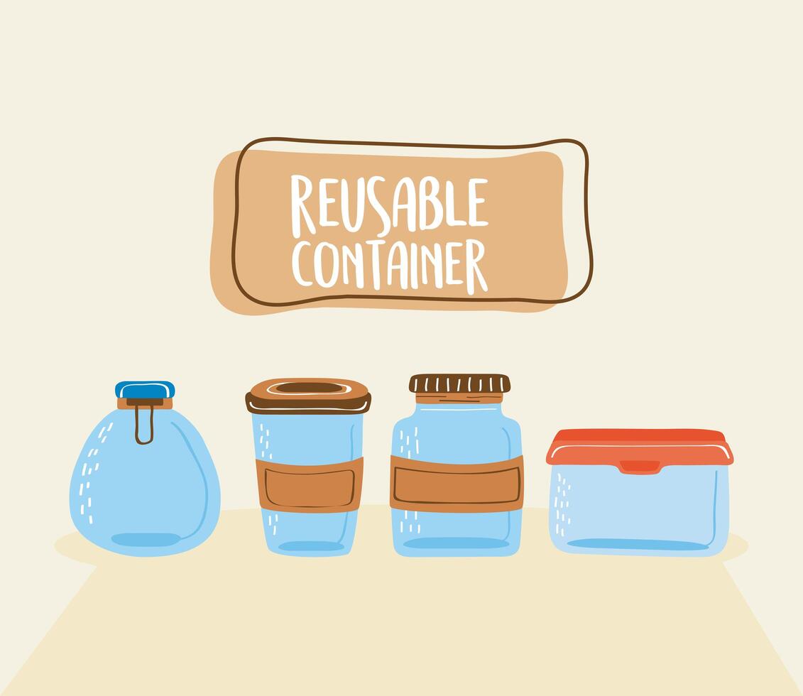 banner with reusable containers vector