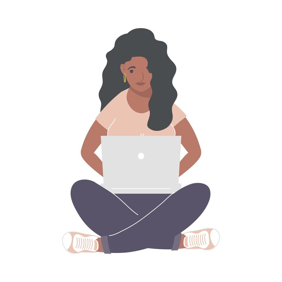 woman with laptop vector