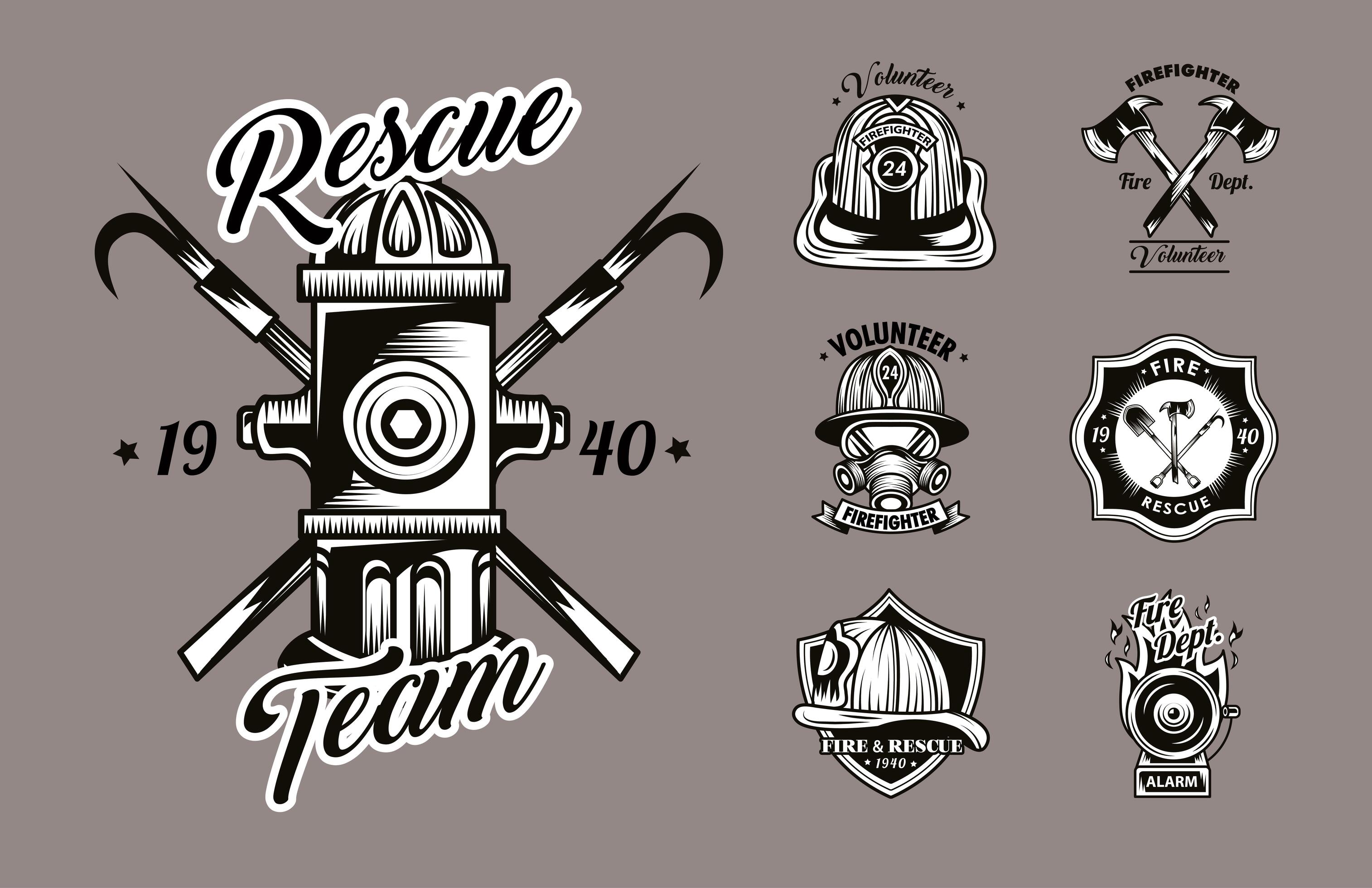 volunteer firefighter badges 3753339 Vector Art at Vecteezy