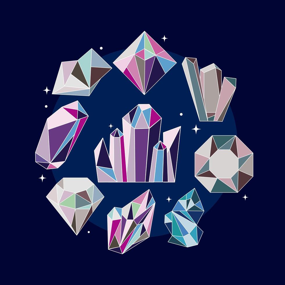 nine crystal gems vector