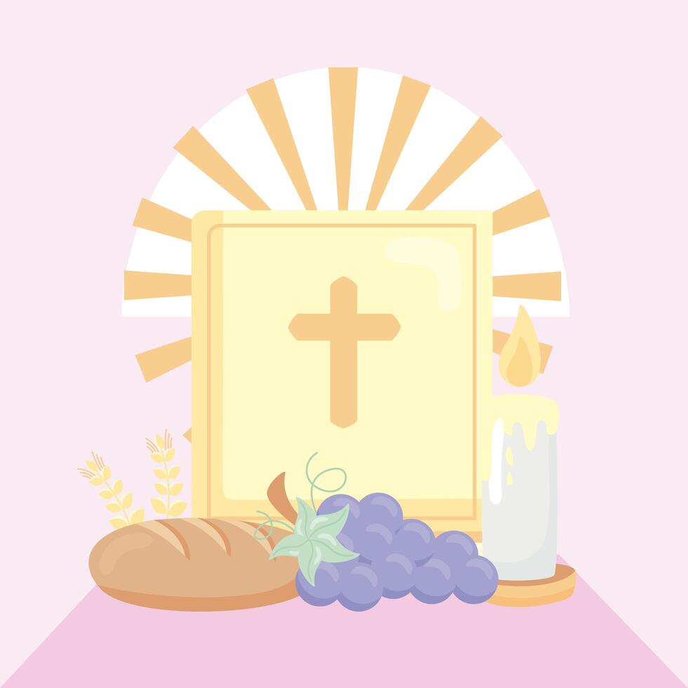 first communion postcard vector