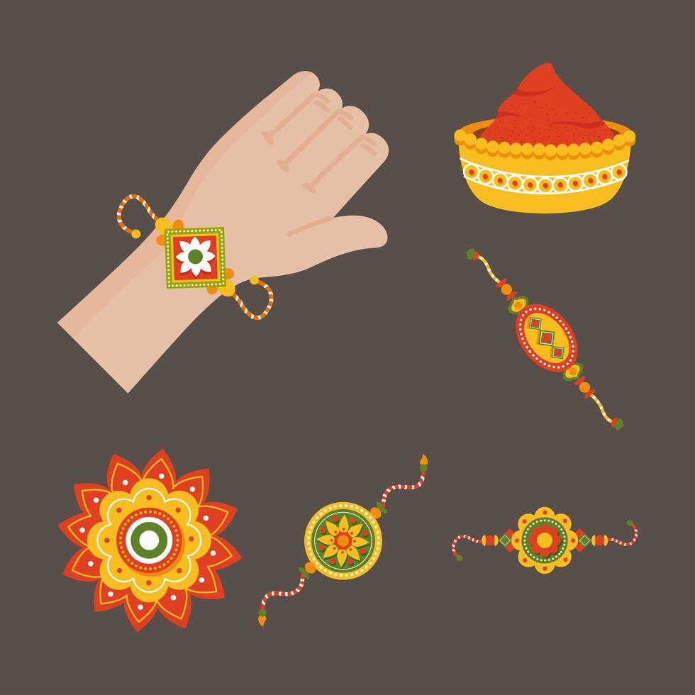 colección de símbolos raksha bandhan vector