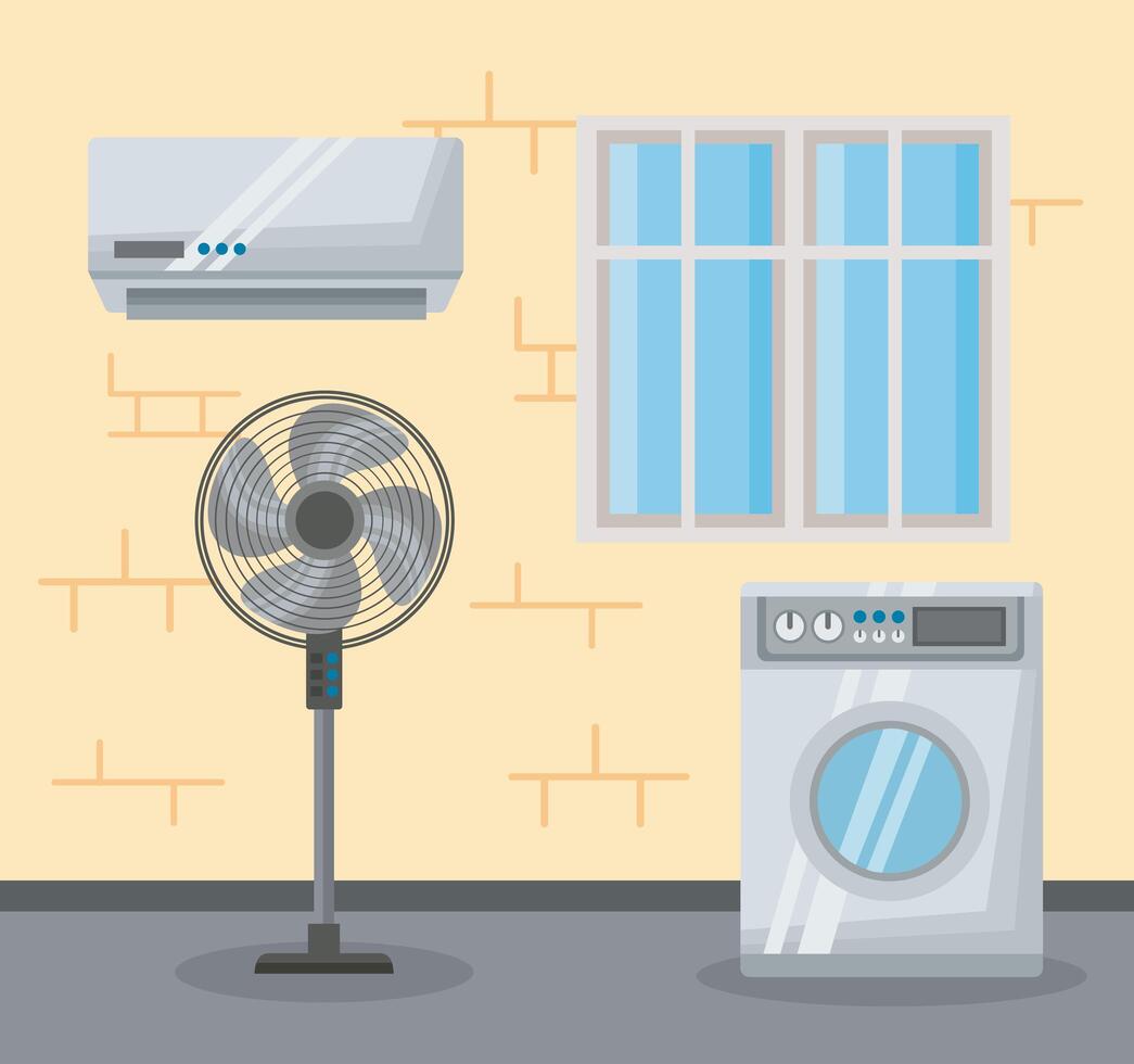 home appliances scene vector