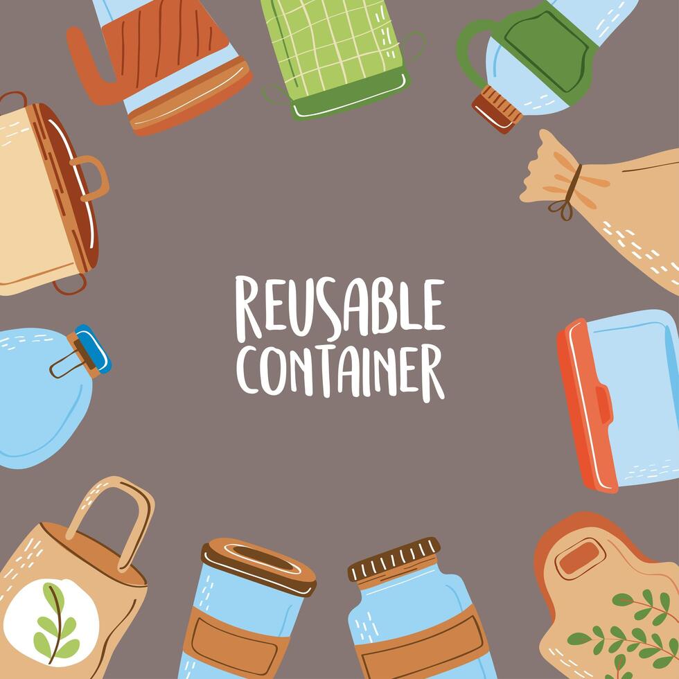 reusable container poster vector