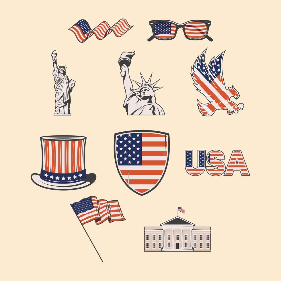 ten usa icons vector