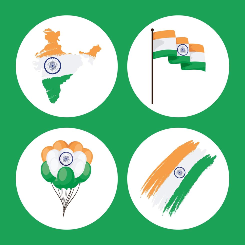 India independence day symbol collection vector