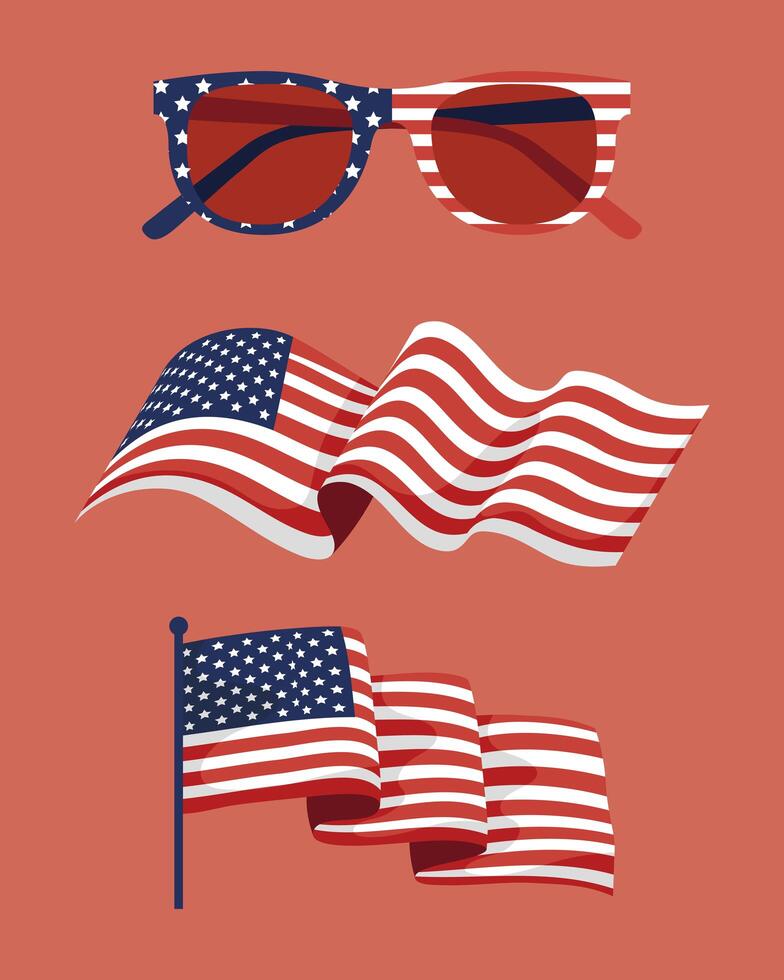 three USA Independence items vector